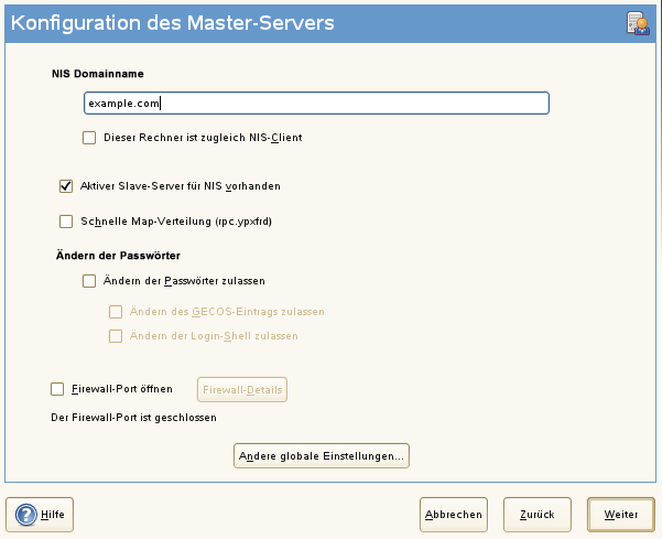 Konfiguration des Masterservers