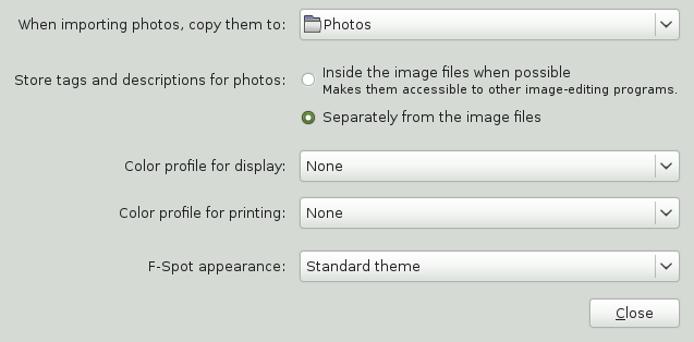 F-Spot Preferences