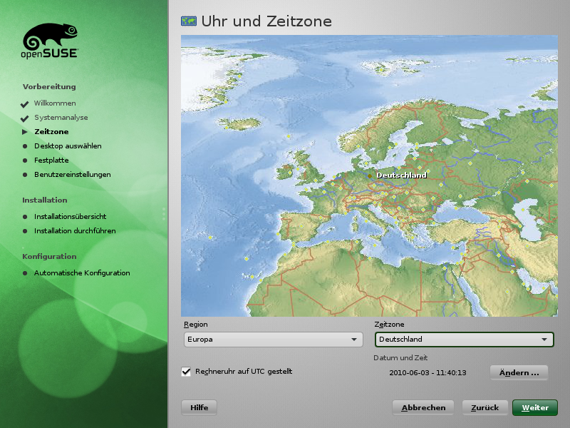 Uhr und Zeitzone