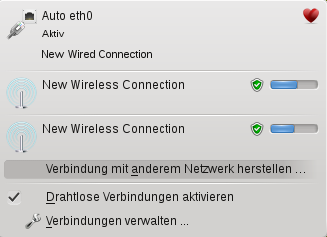 KNetworkManager – Konfigurierte und verfgbare Verbindungen