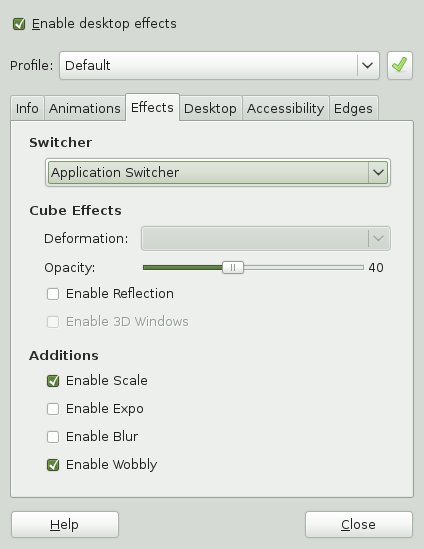 Desktop Effects Configuration