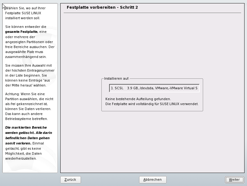 Mgliche Optionen fr Windows-Partitionen