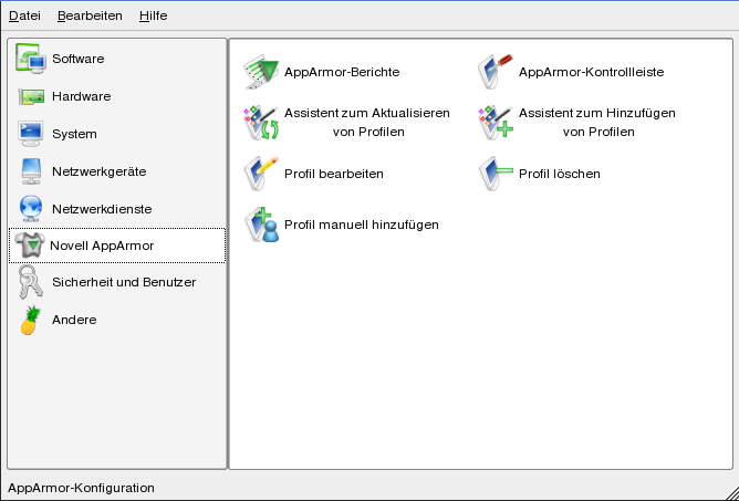 YaST-Hauptsteuerungen fr Novell AppArmor