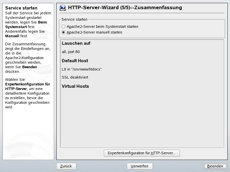 HTTP-Server-Assistent: Zusammenfassung