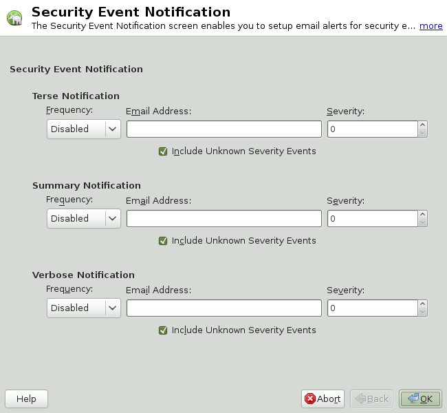 Security event
	  notification window