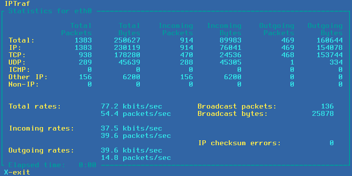 iptraf Running in Interactive Mode