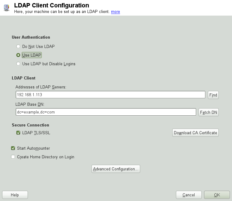 YaST: LDAP Client Configuration