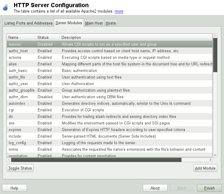 HTTP Server Configuration: Server Modules