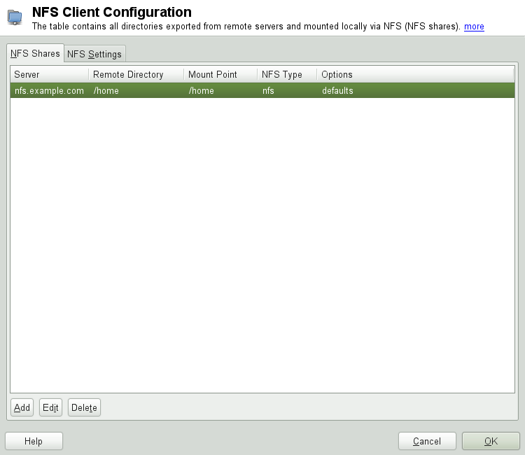 NFS Client Configuration with YaST