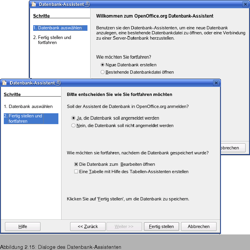 \begin{figure}\htmlimage
\spfigl{0.95}{Bld19_02.eps}{Dialoge des Datenbank-Assistenten}{_B19_02}
{\vspace{-11pt}}
\end{figure}