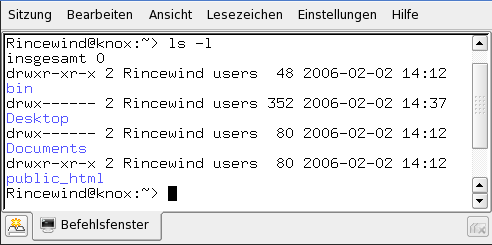 Der Befehl ls -l