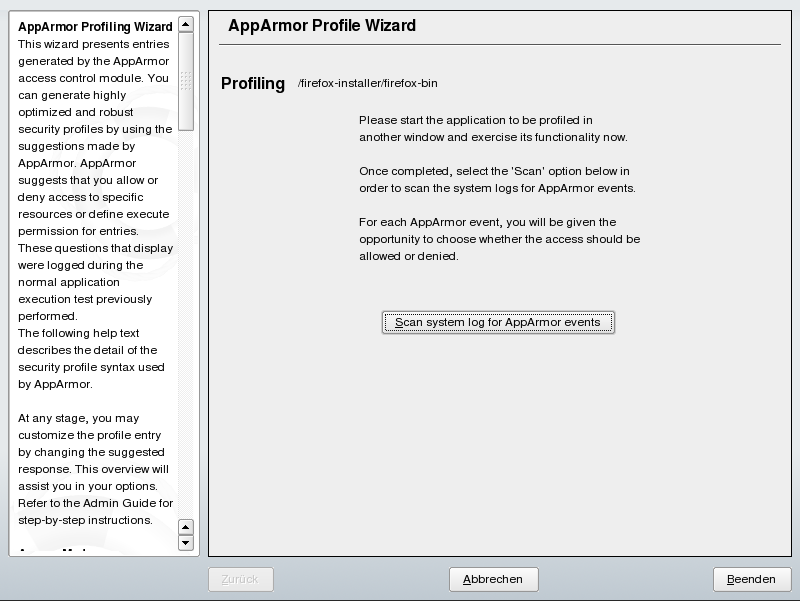 AppArmor-Profilassistent