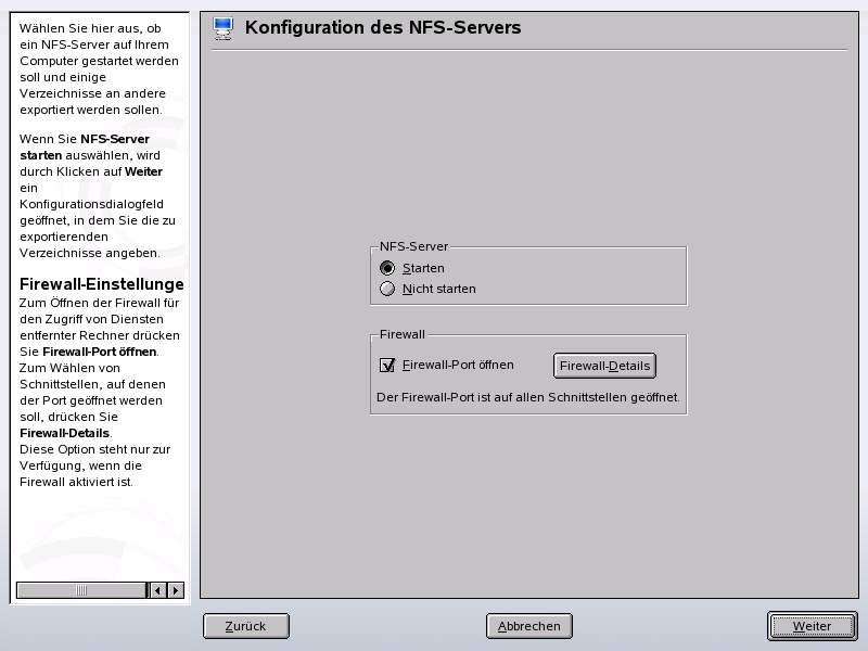 Konfiguration des NFS-Servers