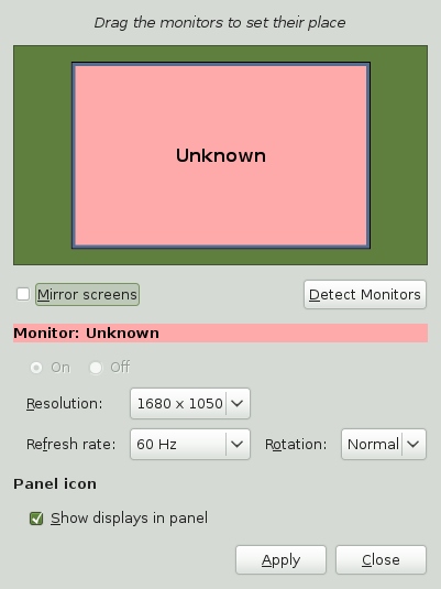 Monitor Resolution Settings Dialog