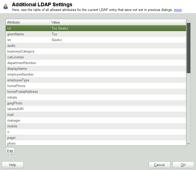 YaST: Additional LDAP Settings