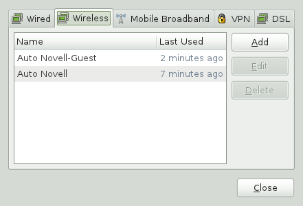GNOME Network Connections Dialog