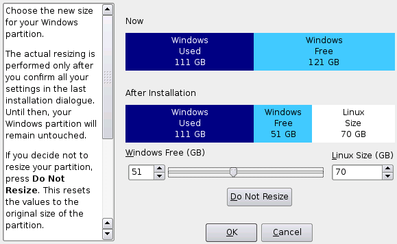 Größe der Windows-Partition wird geändert
