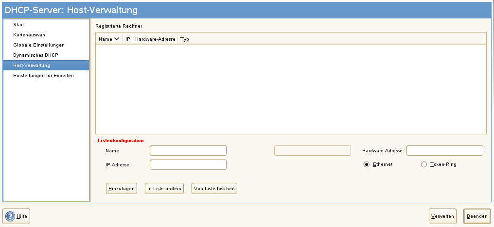 DHCP-Server: Host-Verwaltung