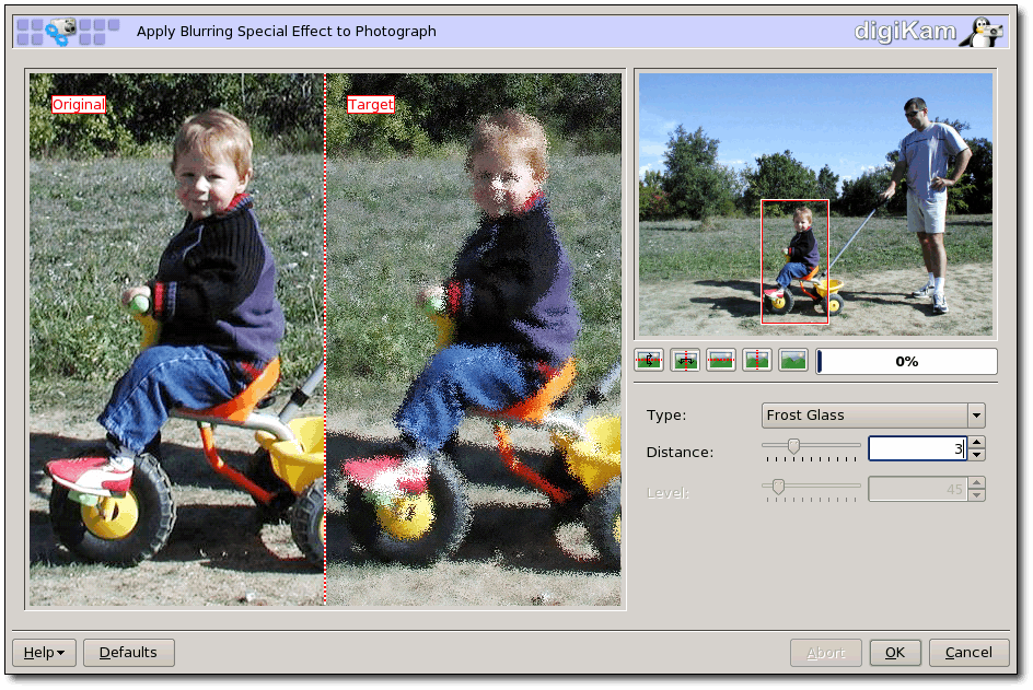 Vorschau des "Unsch�rfe-Effekte"-Dialoges