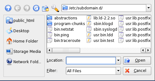 W�hlen von include-Dateien