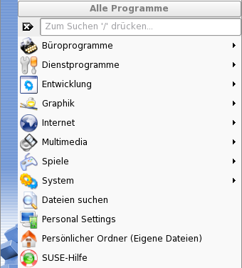 Suchfunktion des Hauptmen�s