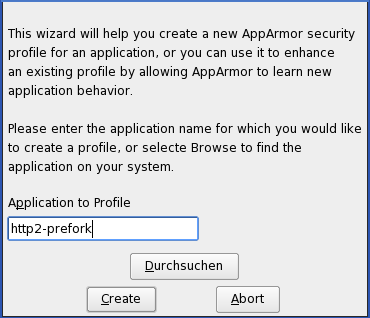 W�hlen der Anwendung, die ein Profil erhalten soll