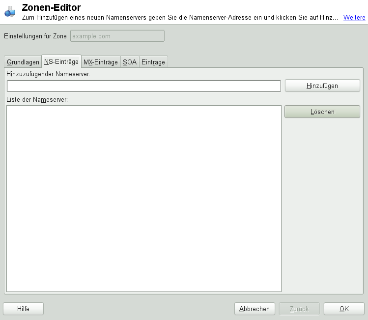 DNS-Server: Zonen-Editor (DNS-Eintr�ge)